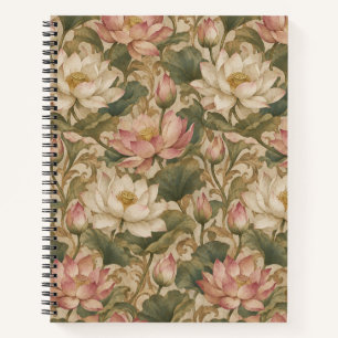 Oude Waterlotus Botanische Bloempatroon Notitieboek