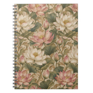 Oude Waterlotus Botanische Bloempatroon Notitieboek