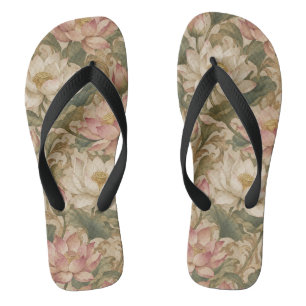 Oude Waterlotus Botanische Bloempatroon Teenslippers