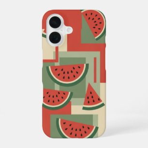 Oude Watermeloen Blokpatroon iPhone 16 Hoesje