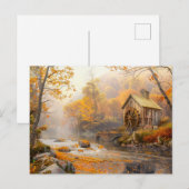 Oude watermolen bij de stroom in de herfst briefkaart (Voorkant / Achterkant)