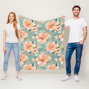 Oude waterverf bloem abstract patroon fleece deken