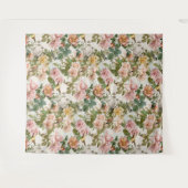 Oude waterverf bloem roze geel vogel bruiloft wandkleed (Voorkant (horizontaal))