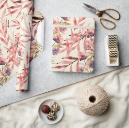 Oude waterverf bloemen en bladeren cadeaupapier