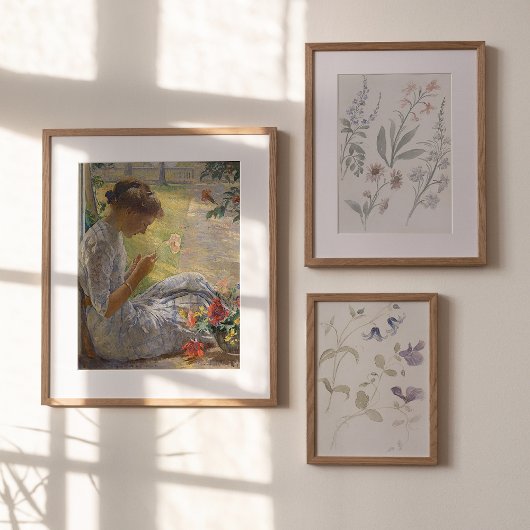 Oude waterverf bloemen poster