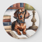 Oude Waterverf Dachshund Grote Klok (Voorkant)