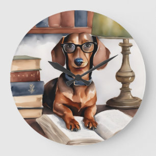 Oude Waterverf Dachshund Grote Klok