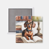 Oude Waterverf Dachshund Magneet (Voorkant / Achterkant)