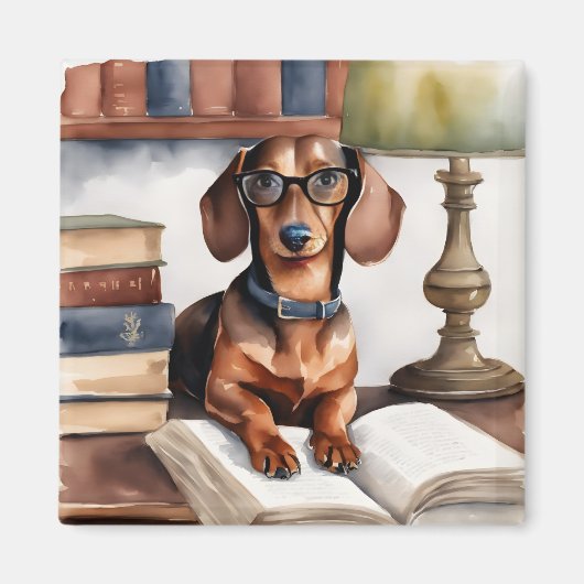Oude Waterverf Dachshund Magneet (Voorkant)