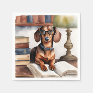 Oude Waterverf Dachshund Servet