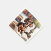 Oude Waterverf Dachshund Servet (Hoek)