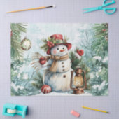 Oude waterverf Decoupage Kerst Sneeuwman Tissuepapier (Craft)