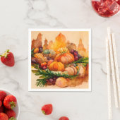 Oude waterverf herfst pompenoogst servet (Insitu)