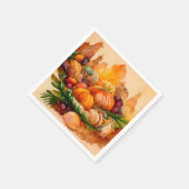 Oude waterverf herfst pompenoogst servet (Hoek)