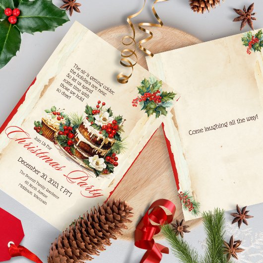 Oude waterverf Kerstfeest Kerstmis Feestje Kaart