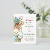 Oude Waterverf Lamp Kerstfeest Uitnodiging Briefkaart (Staand voorkant)