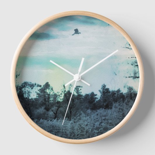 Oude Waterverf met een vogelmuurklok (Voorkant)