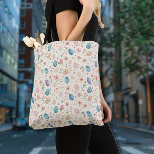 Oude waterverf Paasbloemen Bladeren Eieren Tote Bag