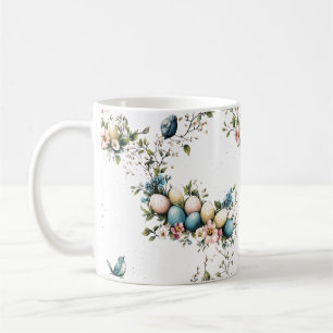 Oude waterverf Paasvogels & bloemrijke lente Koffiemok