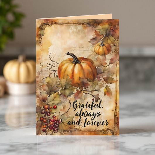 Oude waterverf pompoen Thanksgiving dankbaarheid Kaart
