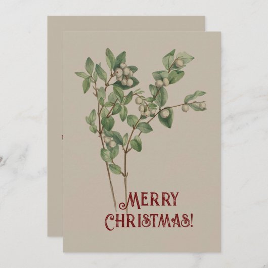Oude waterverf Sneeuwbes Prettig Kerstfeest Feestdagenkaart (Voorkant / Achterkant)