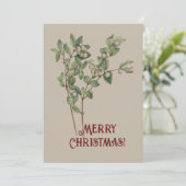 Oude waterverf Sneeuwbes Prettig Kerstfeest Feestdagenkaart (Staand voorkant)