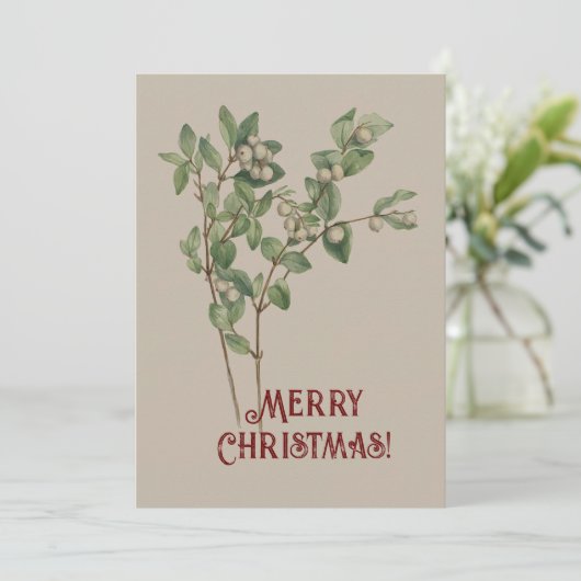 Oude waterverf Sneeuwbes Prettig Kerstfeest Feestdagenkaart (Staand voorkant)