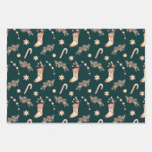 Oude waterverf sokken snoep dennenboom Kerstmis  Inpakpapier Vel (Voorkant 2)