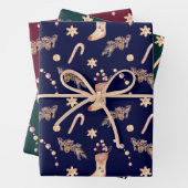 Oude waterverf sokken snoep dennenboom Kerstmis Inpakpapier Vel (In situ)