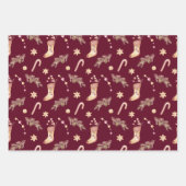 Oude waterverf sokken snoep dennenboom Kerstmis  Inpakpapier Vel (Voorkant 3)