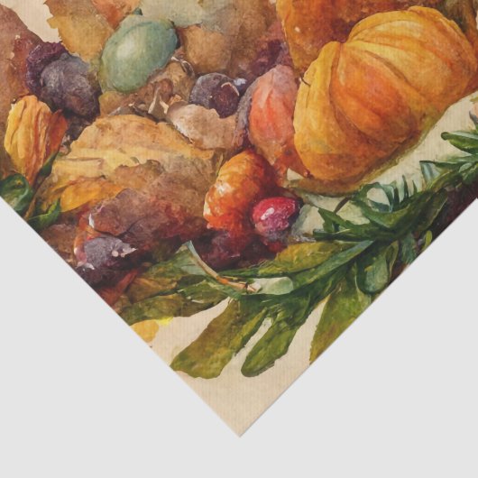 Oude waterverf Thanksgiving Pumpkin-oogst Tissuepapier (Detail)