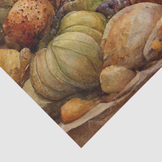 Oude waterverf Thanksgiving Pumpkin-oogst Tissuepapier (Detail)