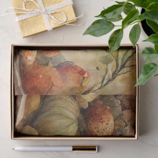 Oude waterverf Thanksgiving Pumpkin-oogst Tissuepapier (Geschenk)