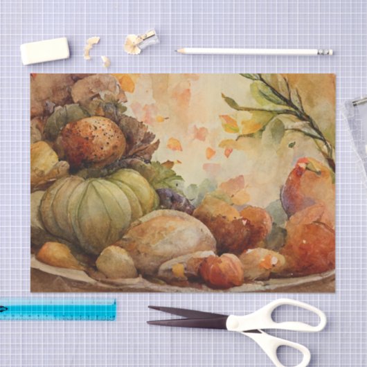 Oude waterverf Thanksgiving Pumpkin-oogst Tissuepapier (Craft)