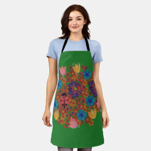 Oude waterverf wilde bloemen patroon schort