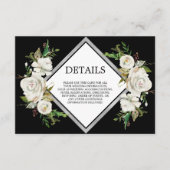 Oude waterverf zwart witte bloemen DETAILS Informatiekaartje (Voorkant)