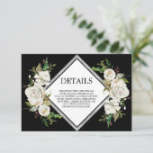 Oude waterverf zwart witte bloemen DETAILS Informatiekaartje (Staand voorkant)