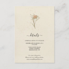 Oude waterverfomsluiting met wilde bloemen informatiekaartje