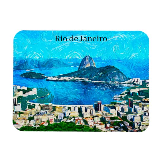 Oude waterverfschildering van Rio de Janeiro Magneet (Horizontaal)