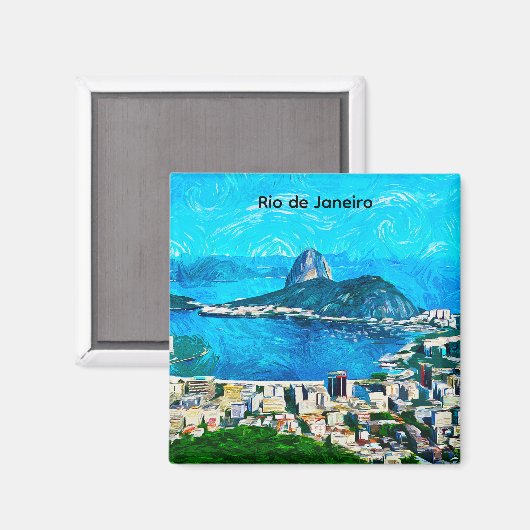 Oude waterverfschildering van Rio de Janeiro Magneet (Voorkant / Achterkant)