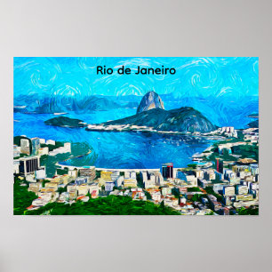 Oude waterverfschildering van Rio de Janeiro Poster