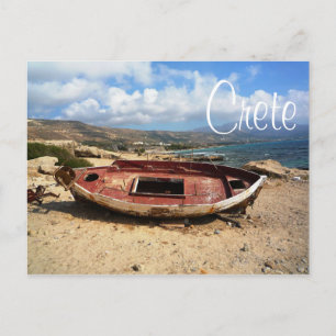 Oude Weathered Boat op Kreta Shore Briefkaart