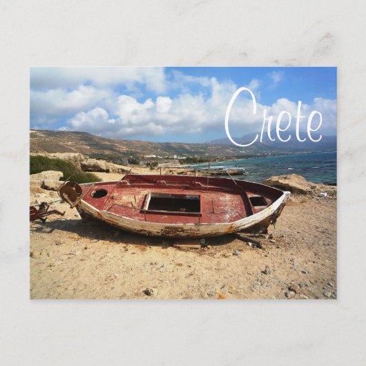 Oude Weathered Boat op Kreta Shore Briefkaart (Voorkant)