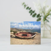 Oude Weathered Boat op Kreta Shore Briefkaart (Staand voorkant)