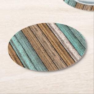 Oude  Weathered Planks Pattern Ronde Kartonnen Onderzetter