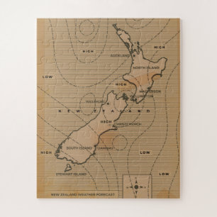 Oude weerkaart van Nieuw-Zeeland Legpuzzel