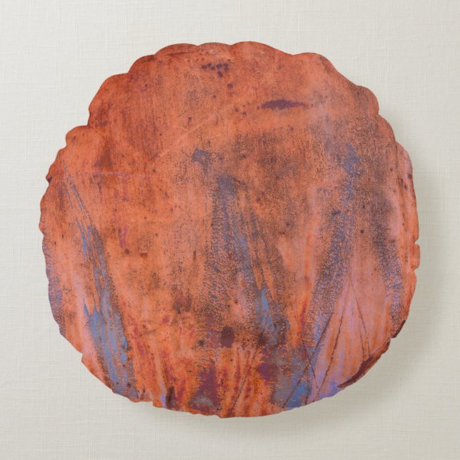 Oude weerskorrelige textureabstract, gerijpt, vero rond kussen (Voorkant)