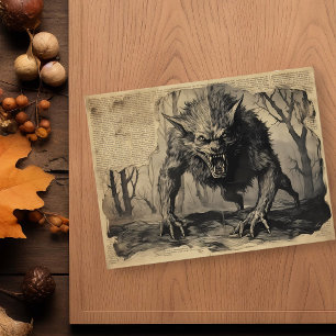 Oude Weerwolf Halloween Decoupage  Briefkaart