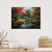 Oude Weg Huis in Herfst Fine Art Poster (Keuken)