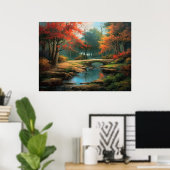 Oude Weg Huis in Herfst Fine Art Poster (Thuiskantoor)